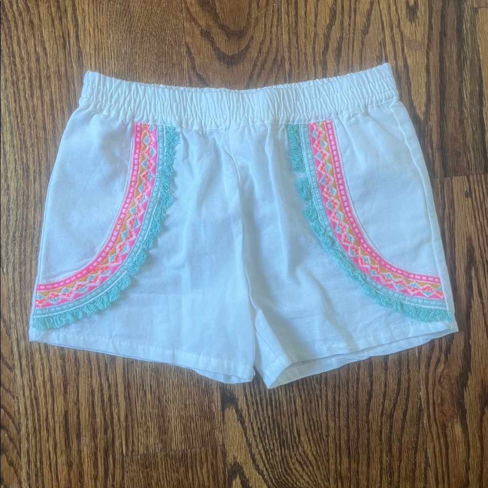 NWOT EGG White Shorts with Colorful Embroidery| size 5